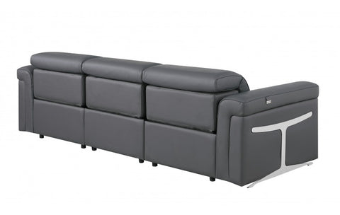 1126 DivanItalia Dark Gray Modular 3-Power Reclining Sofa with Power HeadrestModel:  1126-DK_GREY-3.3-HT