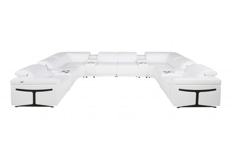 1126 DivanItalia White 10-Piece Sectional with 4 Power Recliners and Power HeadrestsModel:  1126-WHITE-10PC-4PWR-U-SECTIONAL-GROUP
