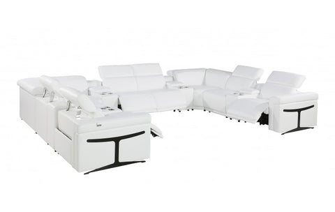 1126 DivanItalia White 10-Piece Sectional with 4 Power Recliners and Power HeadrestsModel:  1126-WHITE-10PC-4PWR-U-SECTIONAL-GROUP