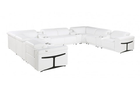 1126 DivanItalia White 10-Piece Sectional with 4 Power Recliners and Power HeadrestsModel:  1126-WHITE-10PC-4PWR-U-SECTIONAL-GROUP
