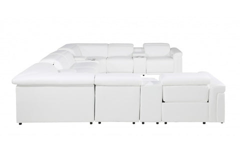 1126 DivanItalia White 10-Piece Sectional with 4 Power Recliners and Power HeadrestsModel:  1126-WHITE-10PC-4PWR-U-SECTIONAL-GROUP