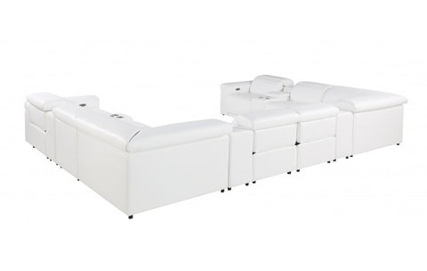 1126 DivanItalia White 10-Piece Sectional with 4 Power Recliners and Power HeadrestsModel:  1126-WHITE-10PC-4PWR-U-SECTIONAL-GROUP