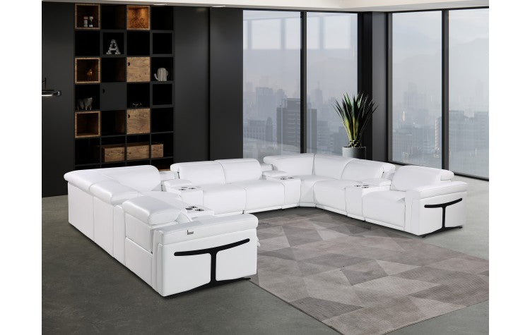 1126 DivanItalia White 10-Piece Sectional with 4 Power Recliners and Power HeadrestsModel:  1126-WHITE-10PC-4PWR-U-SECTIONAL-GROUP