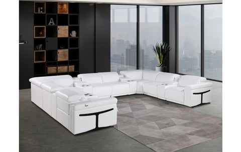 1126 DivanItalia White 10-Piece Sectional with 4 Power Recliners and Power HeadrestsModel:  1126-WHITE-10PC-4PWR-U-SECTIONAL-GROUP
