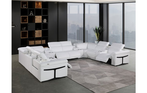 1126 DivanItalia White 10-Piece Sectional with 4 Power Recliners and Power HeadrestsModel:  1126-WHITE-10PC-4PWR-U-SECTIONAL-GROUP