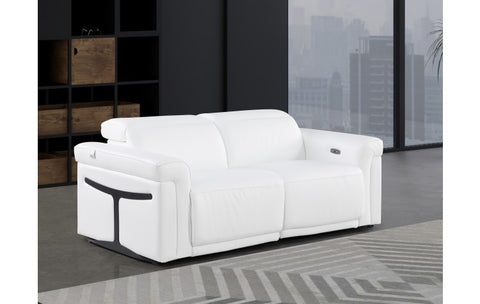 1126 DivanItalia White Top Grain Italian Leather Loveseat with Power HeadrestModel:  1126-WHITE-2.2-HT