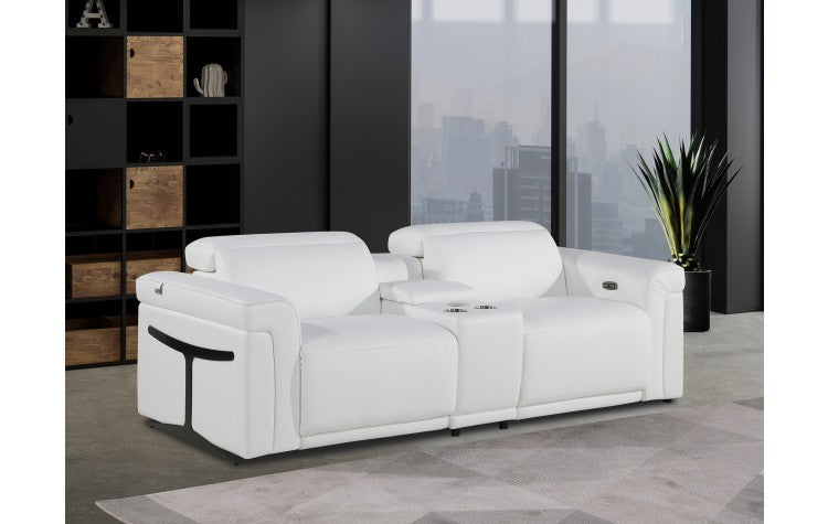 1126 DivanItalia White Modular Power Reclining Loveseat with Power HeadrestModel:  1126-WHITE-3.2-HT