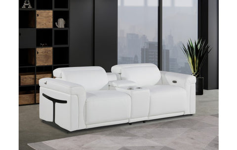 1126 DivanItalia White Modular Power Reclining Loveseat with Power HeadrestModel:  1126-WHITE-3.2-HT