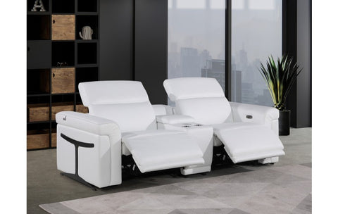 1126 DivanItalia White Modular Power Reclining Loveseat with Power HeadrestModel:  1126-WHITE-3.2-HT