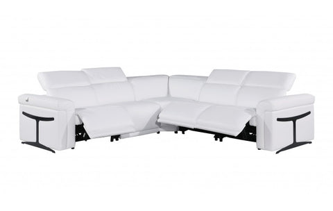 1126 DivanItalia White 5-Piece Sectional with 3 Power Recliners and Power HeadrestsModel:  1126-WHITE-3PWR-5PC