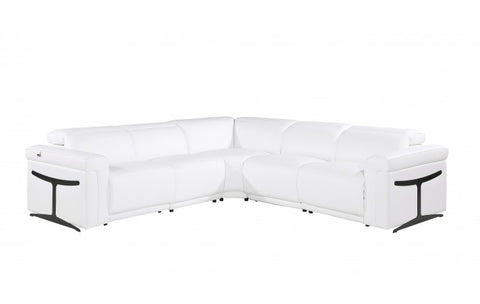 1126 DivanItalia White 5-Piece Sectional with 3 Power Recliners and Power HeadrestsModel:  1126-WHITE-3PWR-5PC