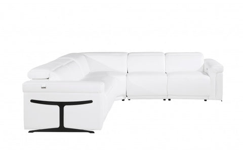1126 DivanItalia White 5-Piece Sectional with 3 Power Recliners and Power HeadrestsModel:  1126-WHITE-3PWR-5PC