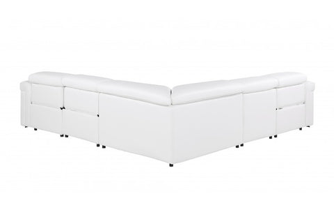1126 DivanItalia White 5-Piece Sectional with 3 Power Recliners and Power HeadrestsModel:  1126-WHITE-3PWR-5PC