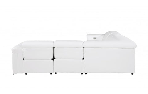 1126 DivanItalia White 5-Piece Sectional with 3 Power Recliners and Power HeadrestsModel:  1126-WHITE-3PWR-5PC