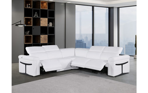 1126 DivanItalia White 5-Piece Sectional with 3 Power Recliners and Power HeadrestsModel:  1126-WHITE-3PWR-5PC