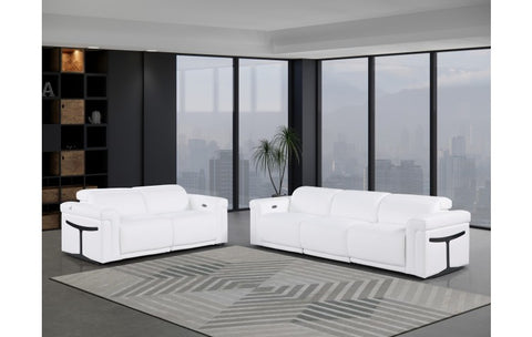 1126 DivanItalia White Modular Power Reclining Sofa and Loveseat Set – Top Grain Italian Leather with Power HeadrestsModel:  1126-WHITE-5.4-HT-2PC