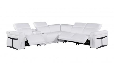 1126 DivanItalia White 6-Piece Sectional with 3 Power Recliners and Power HeadrestsModel:  1126-WHITE-3PWR-6PC