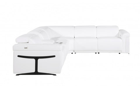 1126 DivanItalia White 6-Piece Sectional with 3 Power Recliners and Power HeadrestsModel:  1126-WHITE-3PWR-6PC