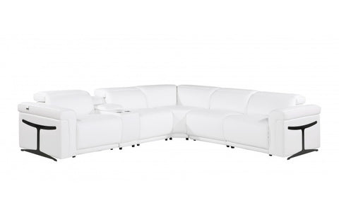 1126 DivanItalia White 6-Piece Sectional with 3 Power Recliners and Power HeadrestsModel:  1126-WHITE-3PWR-6PC