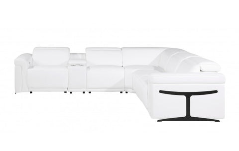 1126 DivanItalia White 6-Piece Sectional with 3 Power Recliners and Power HeadrestsModel:  1126-WHITE-3PWR-6PC