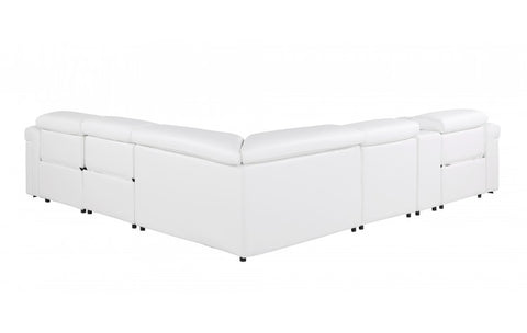 1126 DivanItalia White 6-Piece Sectional with 3 Power Recliners and Power HeadrestsModel:  1126-WHITE-3PWR-6PC