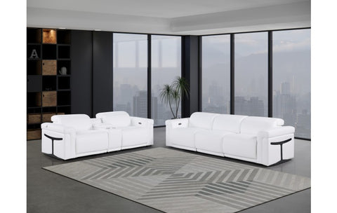 1126 DivanItalia White 6-Piece Modular Power Reclining Sofa and Loveseat Set with Power Headrests - Top Grain Italian LeatherModel:  1126-WHITE-6.5-HT
