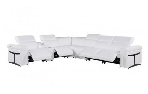 1126 DivanItalia White 7-Piece Sectional with 4 Power Recliners and Power HeadrestsModel:  1126-WHITE-4PWR-7PC