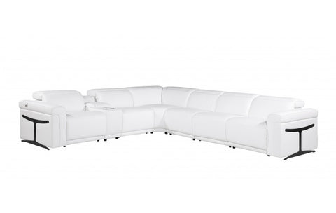 1126 DivanItalia White 7-Piece Sectional with 4 Power Recliners and Power HeadrestsModel:  1126-WHITE-4PWR-7PC