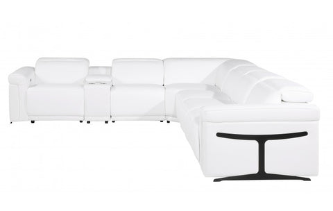 1126 DivanItalia White 7-Piece Sectional with 4 Power Recliners and Power HeadrestsModel:  1126-WHITE-4PWR-7PC