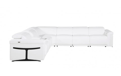 1126 DivanItalia White 7-Piece Sectional with 4 Power Recliners and Power HeadrestsModel:  1126-WHITE-4PWR-7PC