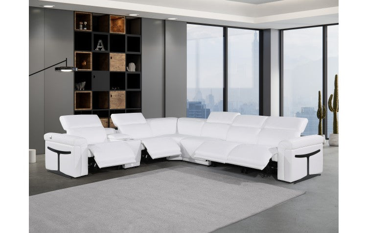 1126 DivanItalia White 7-Piece Sectional with 4 Power Recliners and Power HeadrestsModel:  1126-WHITE-4PWR-7PC