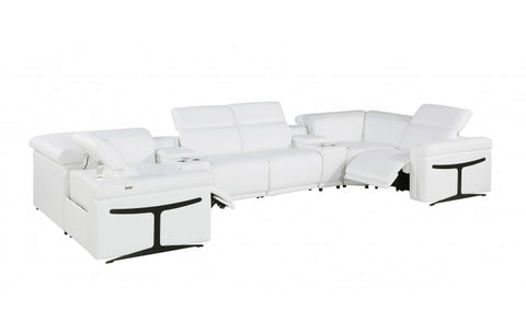 1126 DivanItalia White 8-Piece Sectional with 2 Power Recliners and Power HeadrestsModel:  1126-WHITE-8PC-2PWR-U-SECTIONAL-GROUP
