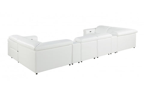 1126 DivanItalia White 8-Piece Sectional with 2 Power Recliners and Power HeadrestsModel:  1126-WHITE-8PC-2PWR-U-SECTIONAL-GROUP