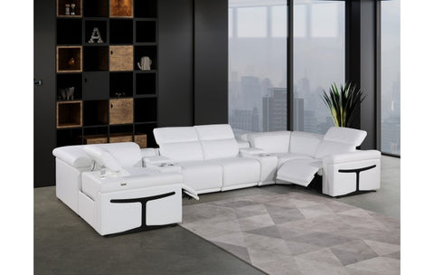 1126 DivanItalia White 8-Piece Sectional with 2 Power Recliners and Power HeadrestsModel:  1126-WHITE-8PC-2PWR-U-SECTIONAL-GROUP