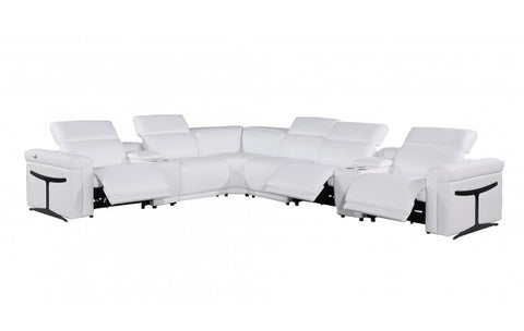 1126 DivanItalia White 8-Piece Sectional with 3 Power Recliners and Power HeadrestsModel:  1126-WHITE-3PWR-8PC