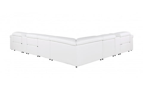 1126 DivanItalia White 8-Piece Sectional with 3 Power Recliners and Power HeadrestsModel:  1126-WHITE-3PWR-8PC