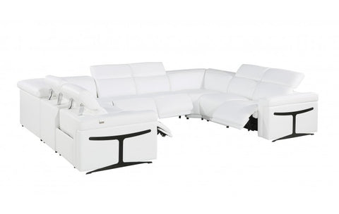 1126 DivanItalia White 8-Piece Sectional with 4 Power Recliners and Power Headrests (No Consoles)Model:  1126-WHITE-8PC-4PWR-U-NC-SECTIONAL-GROUP