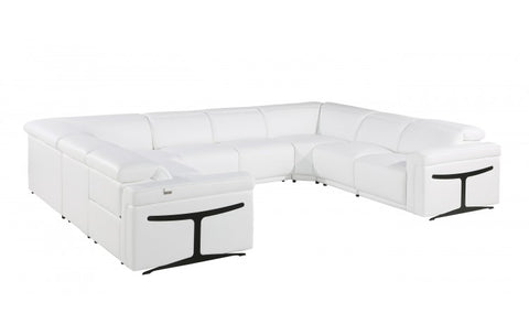 1126 DivanItalia White 8-Piece Sectional with 4 Power Recliners and Power Headrests (No Consoles)Model:  1126-WHITE-8PC-4PWR-U-NC-SECTIONAL-GROUP