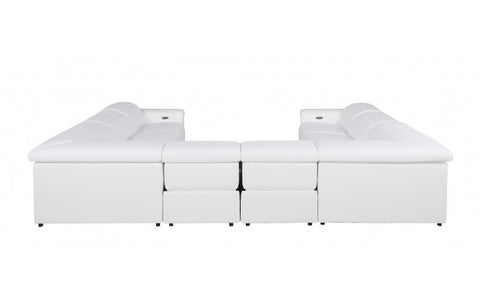1126 DivanItalia White 8-Piece Sectional with 4 Power Recliners and Power Headrests (No Consoles)Model:  1126-WHITE-8PC-4PWR-U-NC-SECTIONAL-GROUP