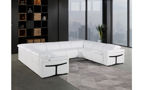 1126 DivanItalia White 8-Piece Sectional with 4 Power Recliners and Power Headrests (No Consoles)Model:  1126-WHITE-8PC-4PWR-U-NC-SECTIONAL-GROUP