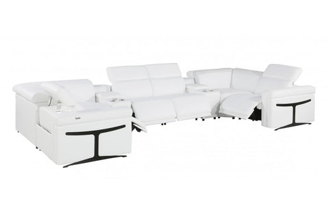 1126 DivanItalia White 8-Piece Sectional with 4 Power Recliners and Power HeadrestsModel:  1126-WHITE-8PC-4PWR-U-SECTIONAL-GROUP