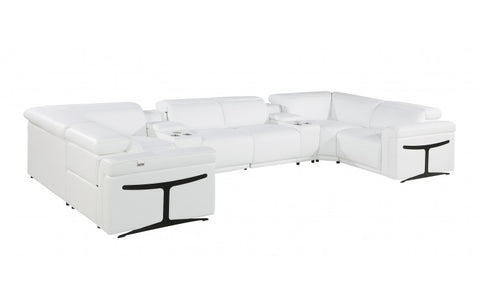1126 DivanItalia White 8-Piece Sectional with 4 Power Recliners and Power HeadrestsModel:  1126-WHITE-8PC-4PWR-U-SECTIONAL-GROUP