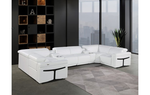 1126 DivanItalia White 8-Piece Sectional with 4 Power Recliners and Power HeadrestsModel:  1126-WHITE-8PC-4PWR-U-SECTIONAL-GROUP