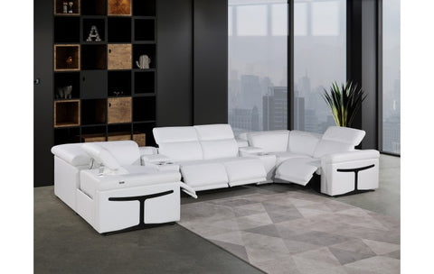 1126 DivanItalia White 8-Piece Sectional with 4 Power Recliners and Power HeadrestsModel:  1126-WHITE-8PC-4PWR-U-SECTIONAL-GROUP