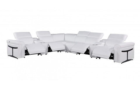 1126 DivanItalia White 8-Piece Sectional with 4 Power Recliners and Power HeadrestsModel:  1126-WHITE-4PWR-8PC