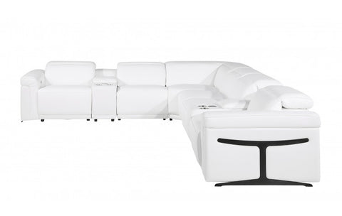 1126 DivanItalia White 8-Piece Sectional with 4 Power Recliners and Power HeadrestsModel:  1126-WHITE-4PWR-8PC