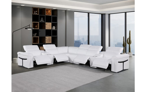 1126 DivanItalia White 8-Piece Sectional with 4 Power Recliners and Power HeadrestsModel:  1126-WHITE-4PWR-8PC