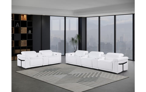 1126 DivanItalia White 8-Piece Modular Power Reclining Sofa Set with Power Headrests – Top Grain Italian LeatherModel:  1126-WHITE-8.5-HT