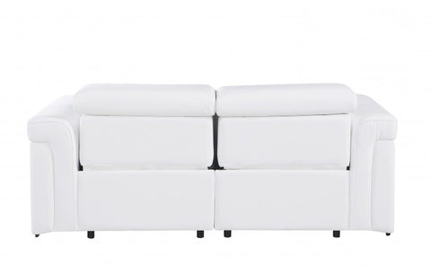 1126 DivanItalia White Top Grain Italian Leather Loveseat with Power HeadrestModel:  1126-WHITE-2.2-HT