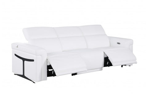 1126 DivanItalia White Top Grain Italian Leather Power Reclining Sofa with Dual Recliners and Power HeadrestsModel:  1126-WHITE-3.2-S-HT